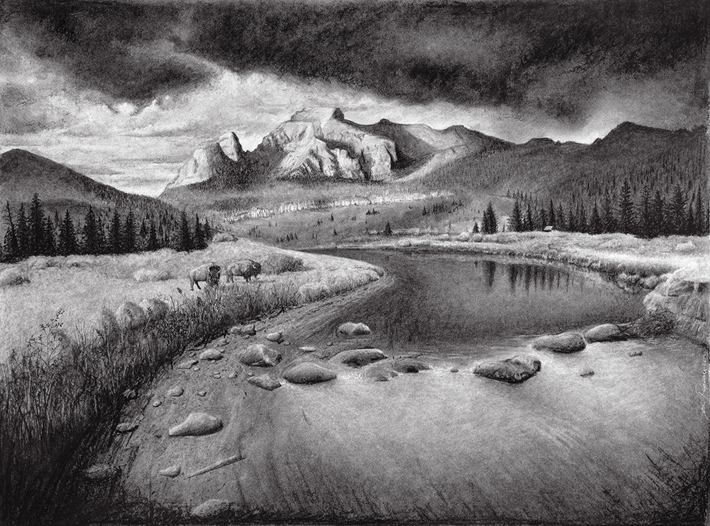 Slough Creek, Yellowstone National Park (Charcoal by Commission)