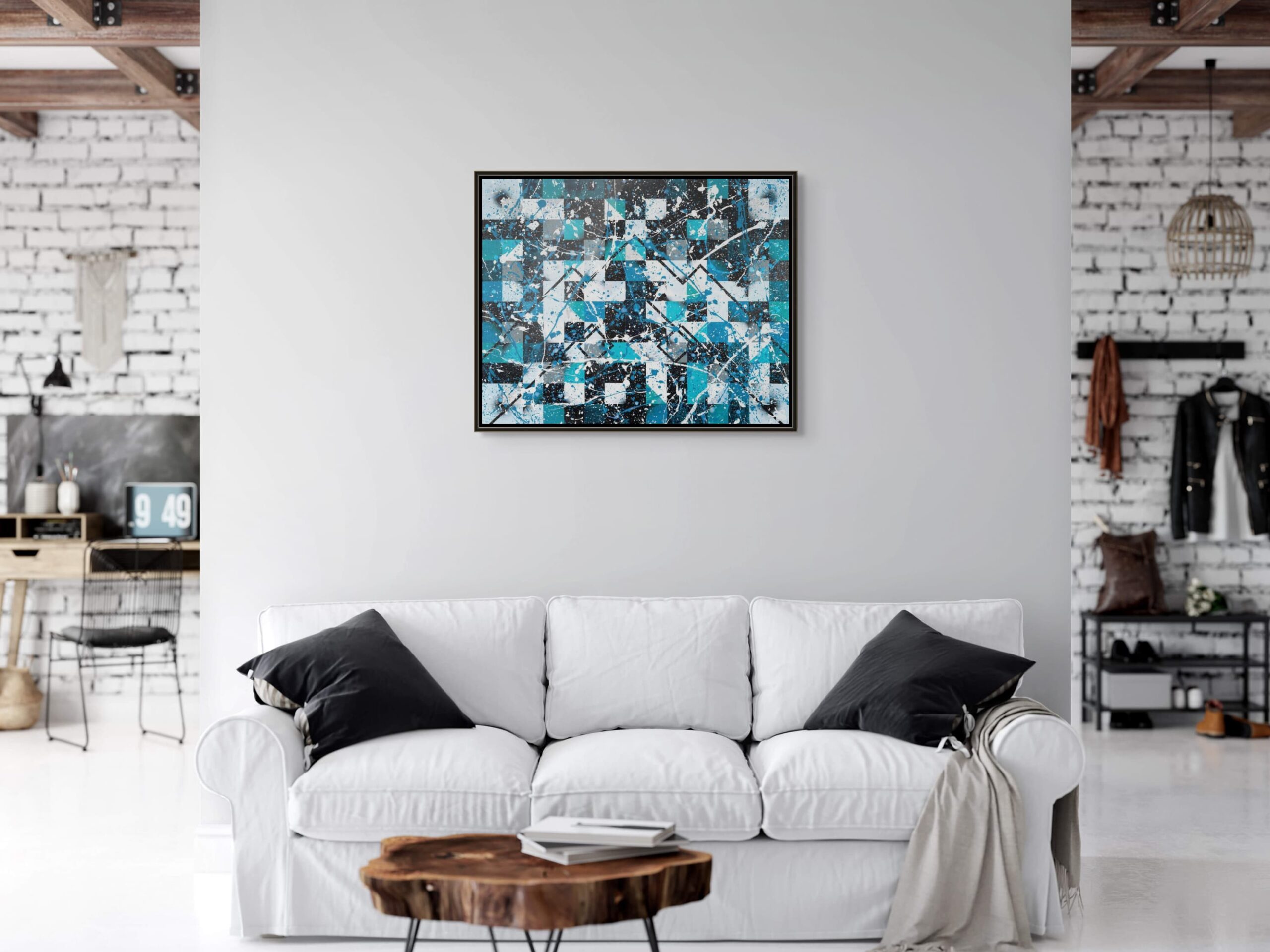 Glacial Blue White Living Room